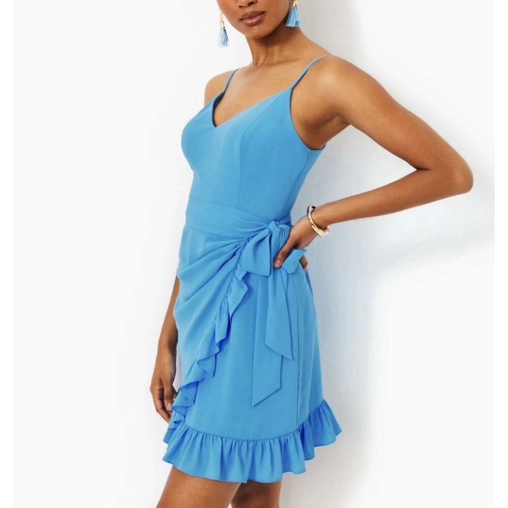 Lilly Pulitzer Alisa Wrap Dress Lunar Blue Size 2 Resortwear Beach Summer